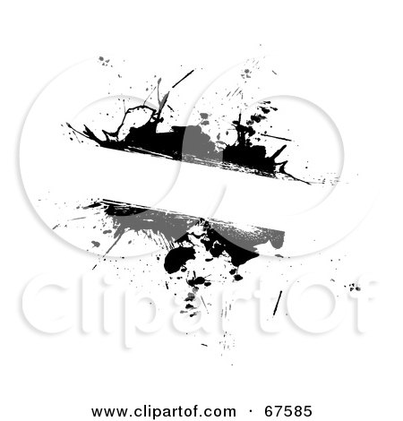 Royalty-Free (RF) Clipart Illustration of a Grungy Black Ink Splatter Text Box With Copyspace On White by Arena Creative