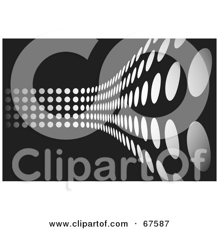 Royalty-Free (RF) Clipart Illustration of a Curving Wall Of Gray Dots On Black by Arena Creative