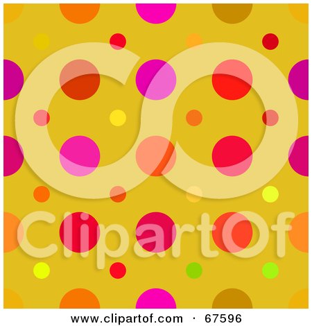 Royalty-Free (RF) Clipart Illustration of a Background Of Colorful Dots On Yellow by Arena Creative