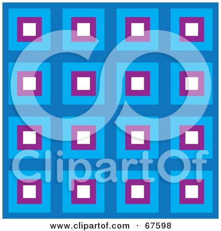 Royalty-Free (RF) Clipart Illustration of a Retro Pattern Background Of Blue, White And Purple Squares by Arena Creative