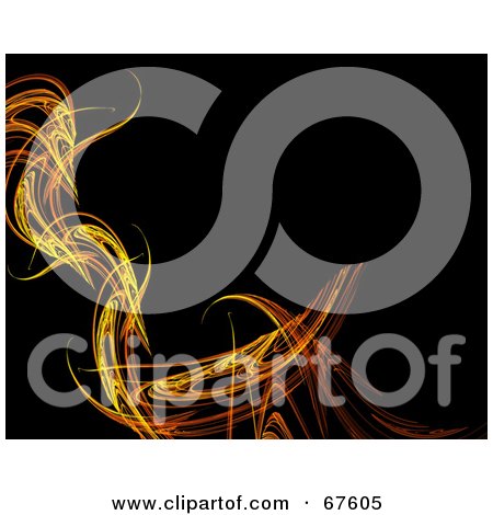 Royalty-Free (RF) Clipart Illustration of a Fiery Fractal Border On Black by Arena Creative