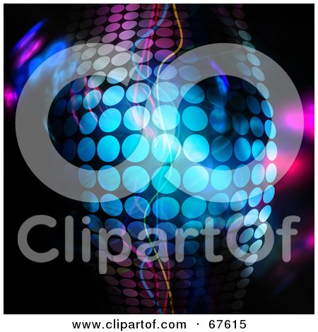 Royalty-Free (RF) Clipart Illustration of Lines Of Blue Dots Over A Dark Fractal Background by Arena Creative