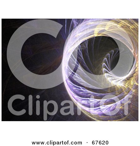 Royalty-Free (RF) Clipart Illustration of a Spiraling Purple And Yellow Fractal On Black by Arena Creative