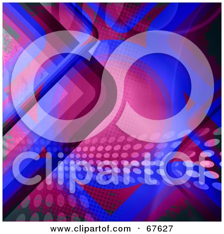 Royalty-Free (RF) Clipart Illustration of a Retro Background With Pink And Blue Curves And Dots by Arena Creative