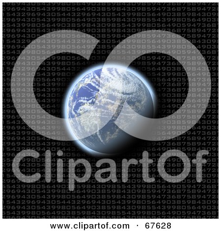 Royalty-Free (RF) Clipart Illustration of Earth Over A Dark Numbered Background by Arena Creative