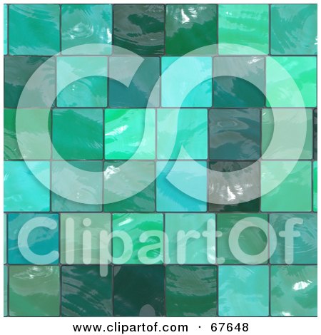 Royalty-Free (RF) Clipart Illustration of a Background Of Shiny Green Glass Tiles by Arena Creative