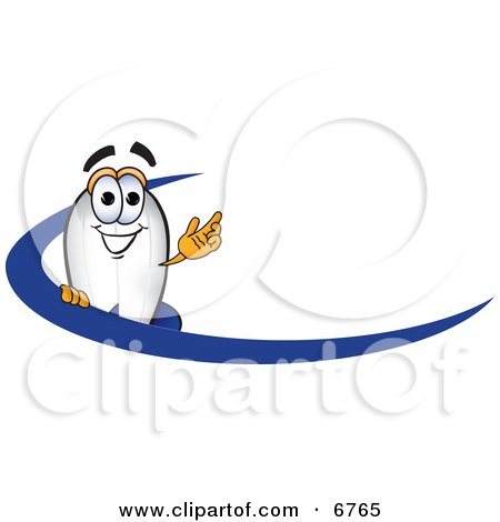 Clipart Picture of a Blimp Mascot Cartoon Character With a Blue Dash by Mascot Junction