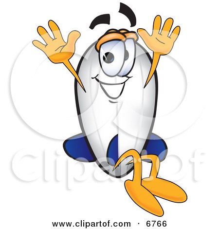 Clipart Picture of a Blimp Mascot Cartoon Character Jumping by Mascot Junction