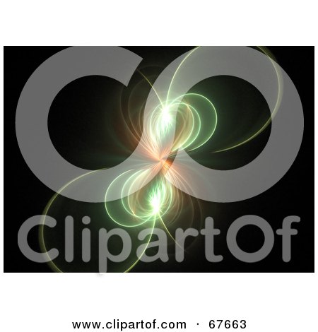 Royalty-Free (RF) Clipart Illustration of a Glowing Green And Orange Fractal On Black by Arena Creative