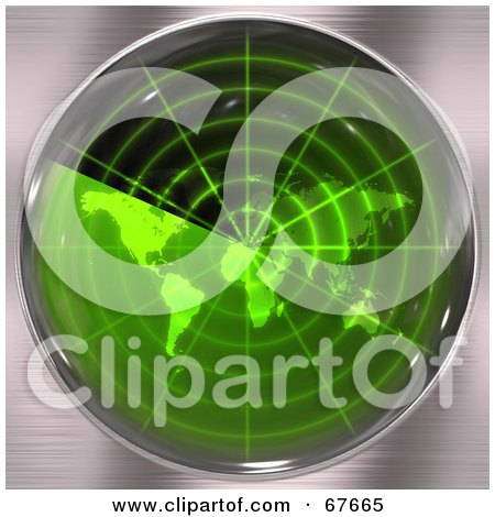 Royalty-Free (RF) Clipart Illustration of a Green Round Radar Screen by Arena Creative