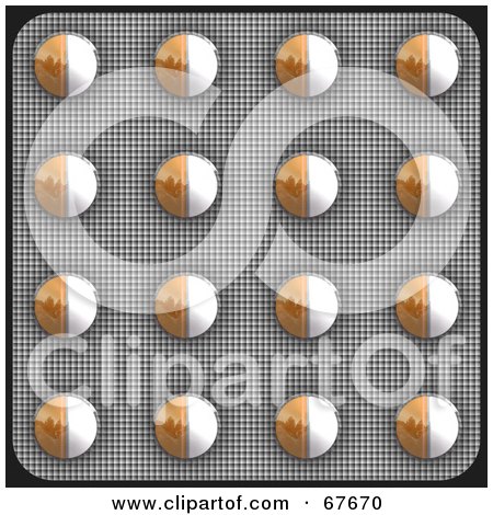 Royalty-Free (RF) Clipart Illustration of a Blister Package Of Orange And White Pills by Arena Creative
