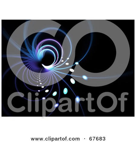 Royalty-Free (RF) Clipart Illustration of a Blue Fractal Vortex With Orbs On Black by Arena Creative