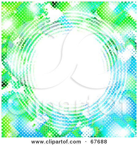 Royalty-Free (RF) Clipart Illustration of a Halftone Circle Of Green And Blue Around White by Arena Creative