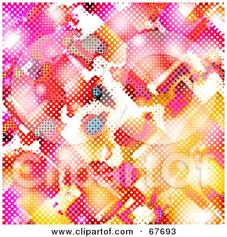 Royalty-Free (RF) Clipart Illustration of a Funky Halftone Pink, Orange And White Background by Arena Creative
