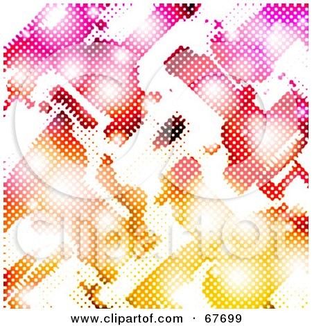 Royalty-Free (RF) Clipart Illustration of a Halftone Rainbow Background With Flares On White by Arena Creative