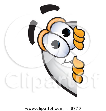 Clipart Picture of a Blimp Mascot Cartoon Character Peeking Around a Corner by Mascot Junction