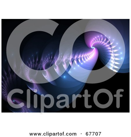 Royalty-Free (RF) Clipart Illustration of a Purple And Blue Spiral Fractal On Black by Arena Creative