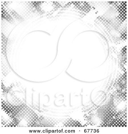Royalty-Free (RF) Clipart Illustration of a White Circle Bordered In Gray Halftone by Arena Creative