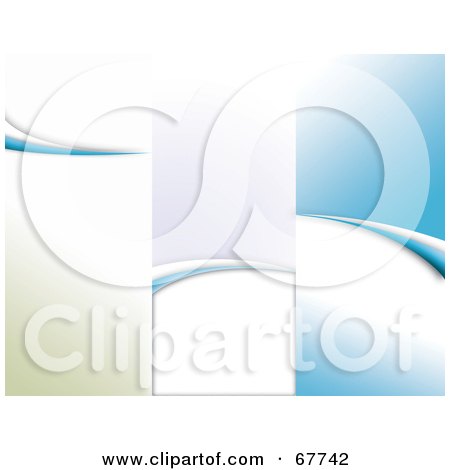 Royalty-Free (RF) Clipart Illustration of a Trifold Blue Swoosh Template by Arena Creative