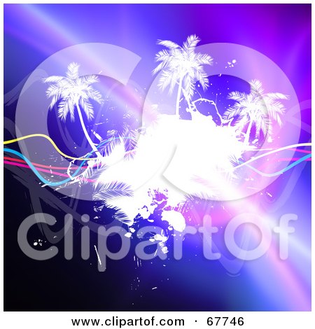 Royalty-Free (RF) Clipart Illustration of a White Palm Tree Island On Fractals by Arena Creative