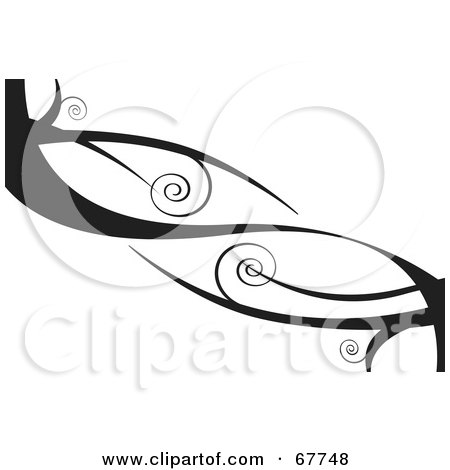 Royalty-Free (RF) Clipart Illustration of a Black Tendriled Branch On White by Arena Creative