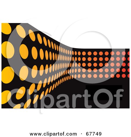 Royalty-Free (RF) Clipart Illustration of an Orange Dotted Wal With A Black Text Box In A Dark Area And A White Upper Area by Arena Creative