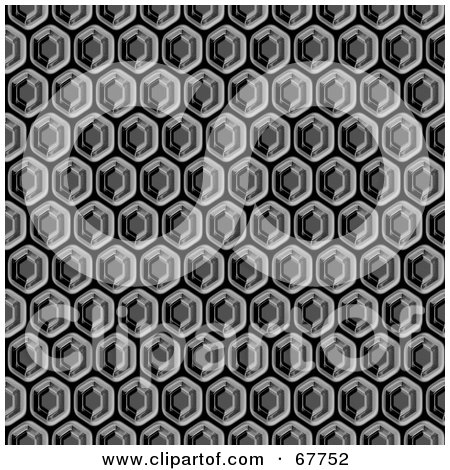 Royalty-Free (RF) Clipart Illustration of a Dark Shiny Honeycomb Background by Arena Creative