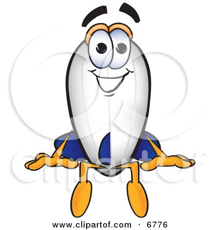 Clipart Picture of a Blimp Mascot Cartoon Character Sitting by Mascot Junction
