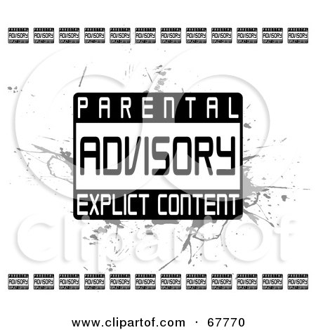 Royalty-Free (RF) Clipart Illustration of a Black And White Grunge Parental Advisory Explicit Content Background by Arena Creative