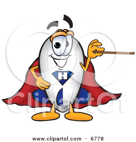 Clipart Picture of a Blimp Mascot Cartoon Character Holding a Pointer Stick by Mascot Junction