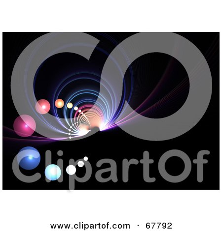 Royalty-Free (RF) Clipart Illustration of a Colorful Circular Fractal With Orbs On Black by Arena Creative