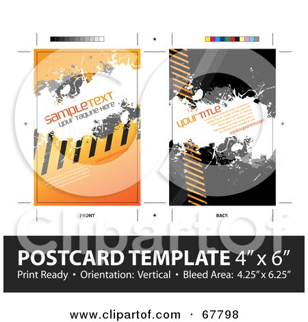 Royalty-Free (RF) Clipart Illustration of a Warning Stripes Postcard Template With Sample Text by Arena Creative