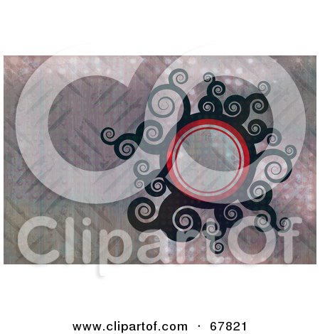 Royalty-Free (RF) Clipart Illustration of a Swirly Circle Sun Over Diamond Plate Metal by Arena Creative