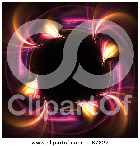 Royalty-Free (RF) Clipart Illustration of a Pink And Orange Fractal Circle On Black by Arena Creative