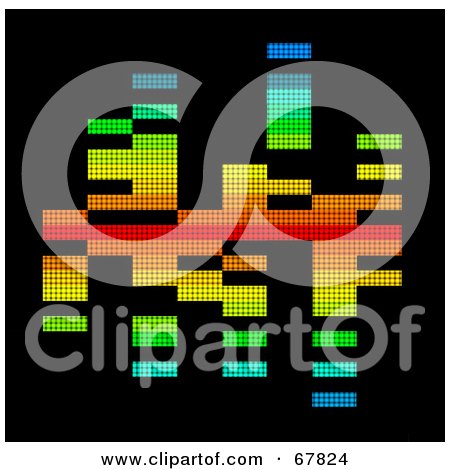 Royalty-Free (RF) Clipart Illustration of a Digital Rainbow Colored Equalizer On Black by Arena Creative