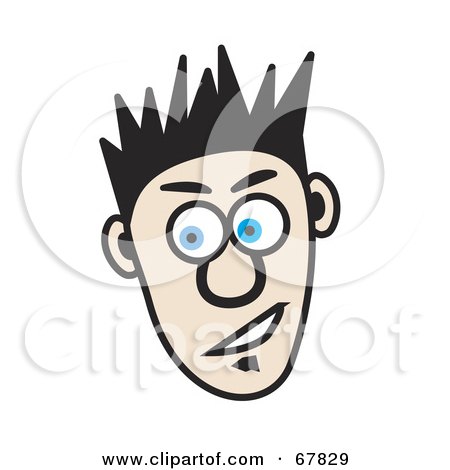Royalty-Free (RF) Clipart Illustration of a Cocky Blue Eyed Teen Guy With Spiked Hair by Arena Creative