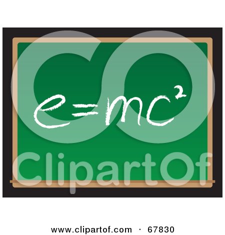 Royalty-Free (RF) Clipart Illustration of a Green Chalkboard With e=mc2 Written In Chalk by Arena Creative