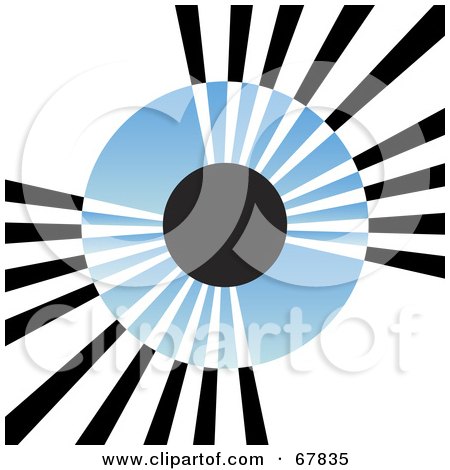 Royalty-Free (RF) Clipart Illustration of a Blue Visual Eye Background With Black Beams by Arena Creative