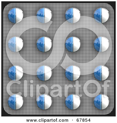 Royalty-Free (RF) Clipart Illustration of a Blister Package Of Blue And White Pills by Arena Creative
