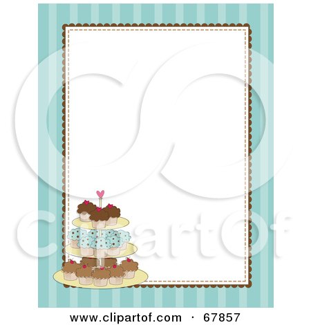 Royalty-Free (RF) Clipart Illustration of a Blue Striped Cupcake Border With A White Background by Maria Bell