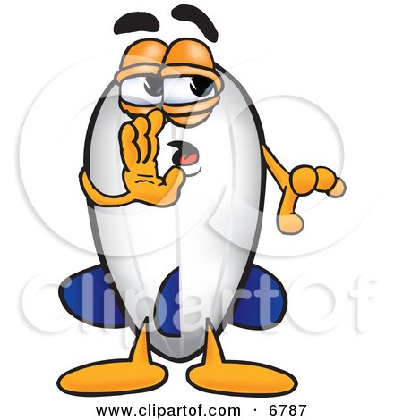 Clipart Picture of a Blimp Mascot Cartoon Character Whispering and Gossiping by Mascot Junction