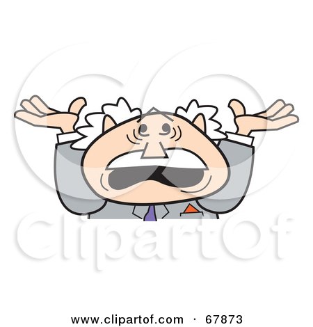 Royalty-Free (RF) Clipart Illustration of a Stressed Out Bald Old Walt Business Man Shrugging by Andy Nortnik