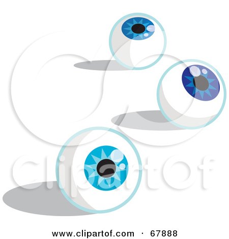 Royalty-Free (RF) Clipart Illustration of Three Blue Eyeballs by Rosie Piter