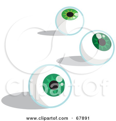 Royalty-Free (RF) Clipart Illustration of Three Green Eyeballs by Rosie Piter