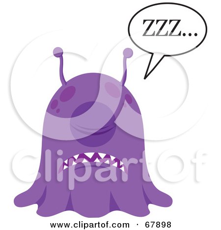 Royalty-Free (RF) Clipart Illustration of a Sleeping Purple Blob Monster by Rosie Piter