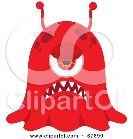 Royalty-Free (RF) Clipart Illustration of a Grumpy Red Blob Monster by Rosie Piter