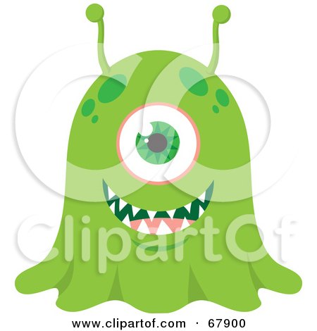 Royalty-Free (RF) Clipart Illustration of a Wide Eyed Green Blob Monster by Rosie Piter