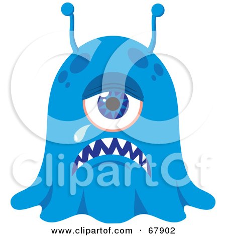 Royalty-Free (RF) Clipart Illustration of a Crying Blue Blob Monster by Rosie Piter