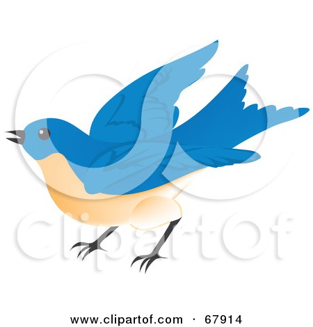 Royalty-Free (RF) Clipart Illustration of a Blue Bird Preparing to Fly Away by Rosie Piter
