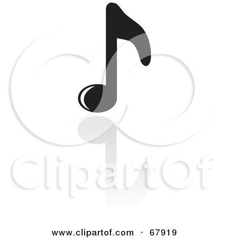 Royalty-Free (RF) Clipart Illustration of a Shiny Black Music Note With A Reflection by Rosie Piter
